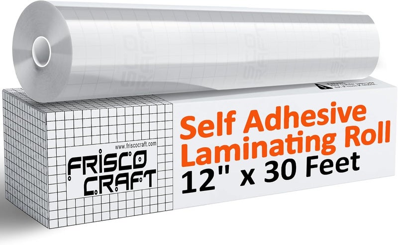 Frisco Craft Transparent Self Adhesive Laminating Roll - Self Laminating Sheets for Decals, Sticker, Photos & More - No Heat Sealing, Glossy, Clear Sheets (12" x 30 ft) - Image 1